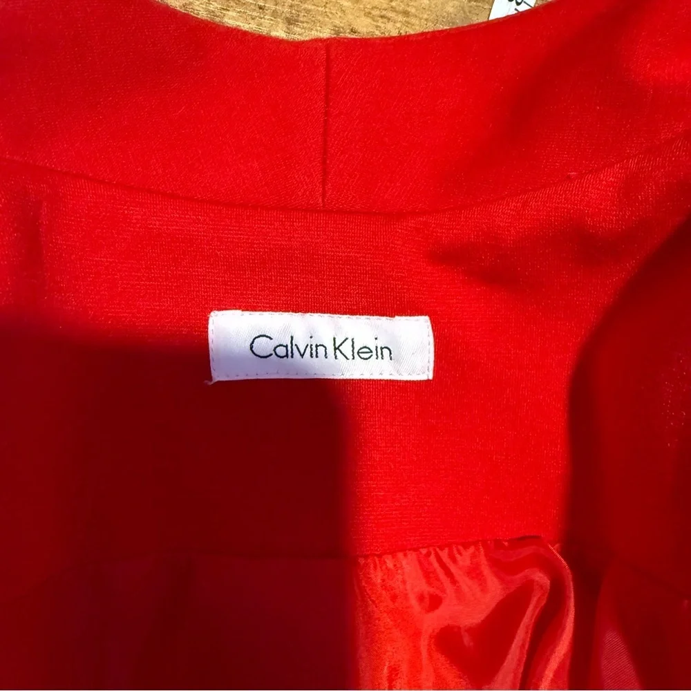 Calvin Klein Red Tie-Waist Blazer Jacket - Picture 13 of 15
